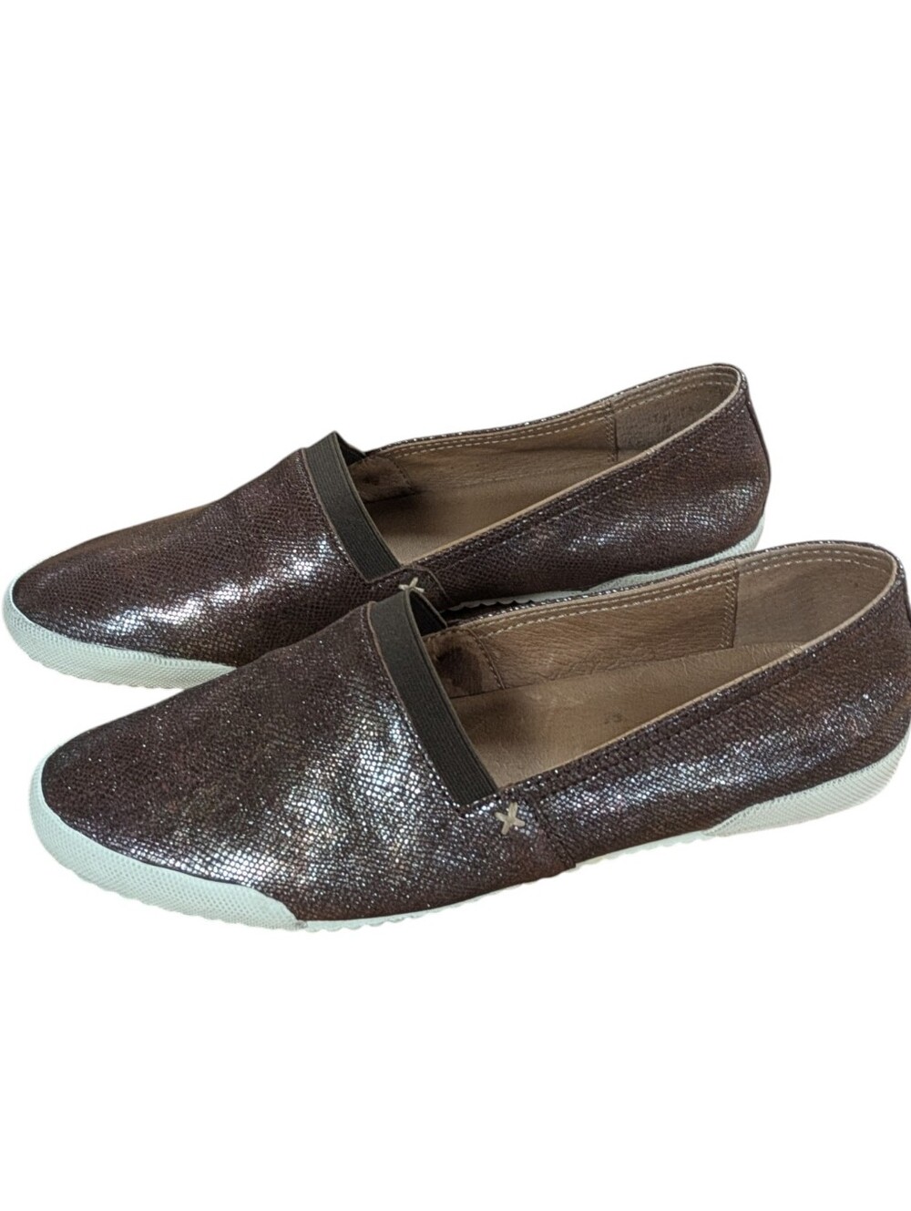 Frye Melanie Brown Metallic Slip-On Flat Womens Size 7
